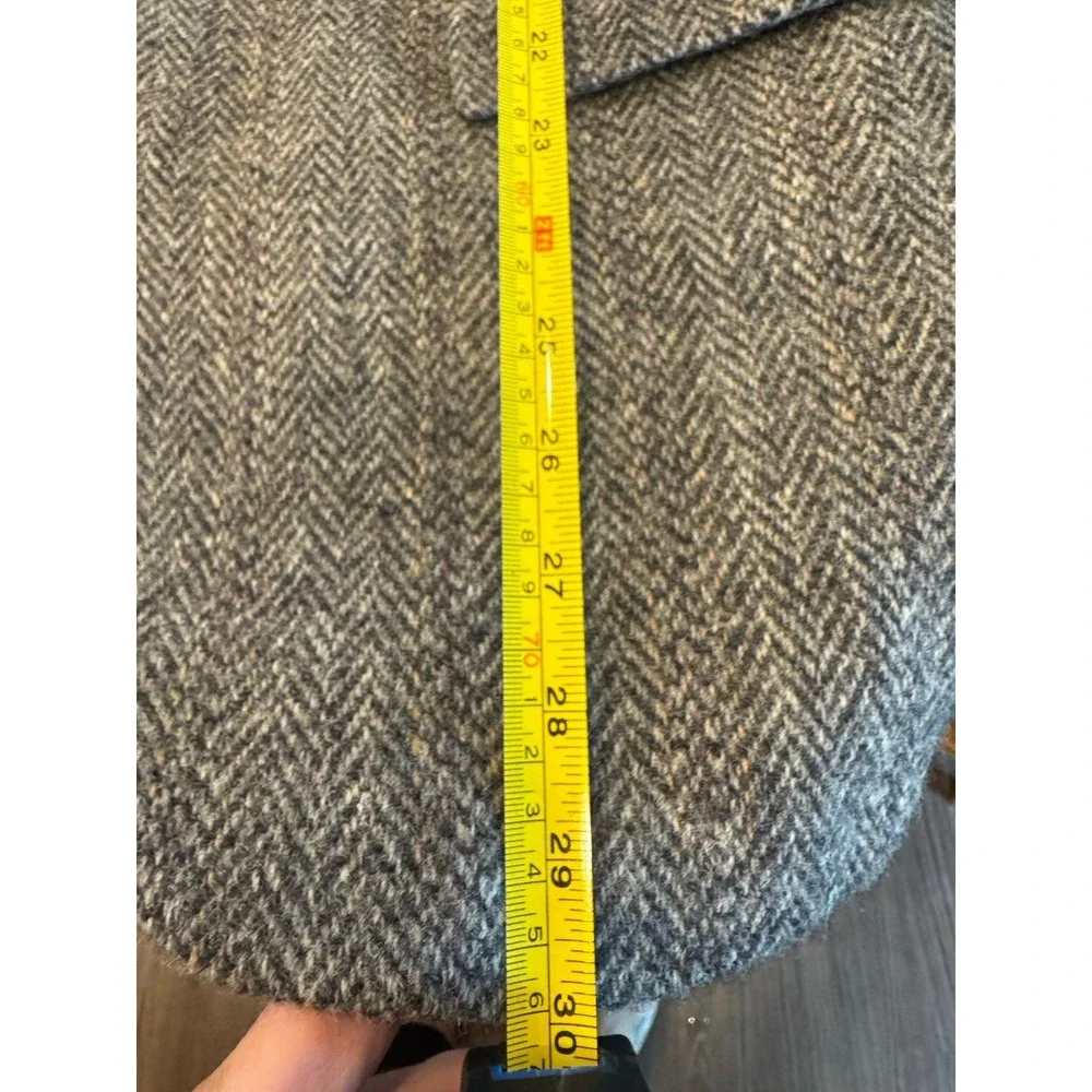 Stanford Harris Tweed Black White Herringbone Blazer Scottish Wool Pit To Pit 21